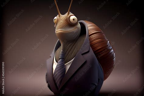 3d Funny Snail In Suit Stock Illustration Adobe Stock