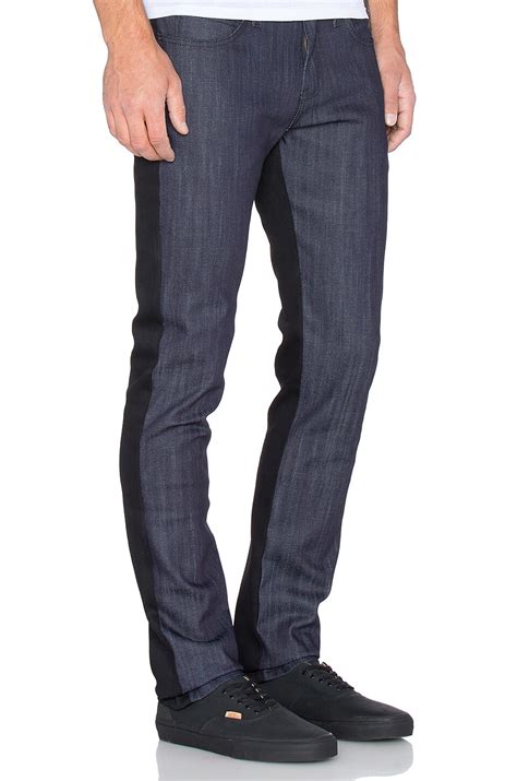 Naked Famous Denim Super Skinny Guy Oz Colorblock Stretch In Black