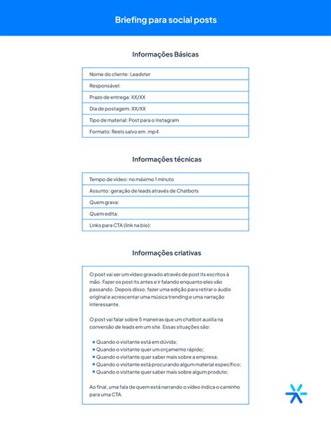6 Exemplos de Briefing para Download Grátis Leadster