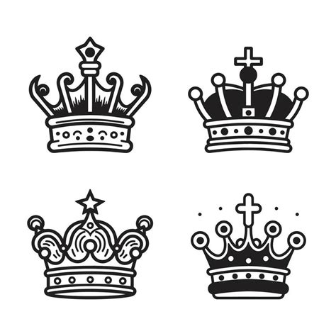 Hand Drawn vintage crown logo in flat line art style 24731426 Vector ...