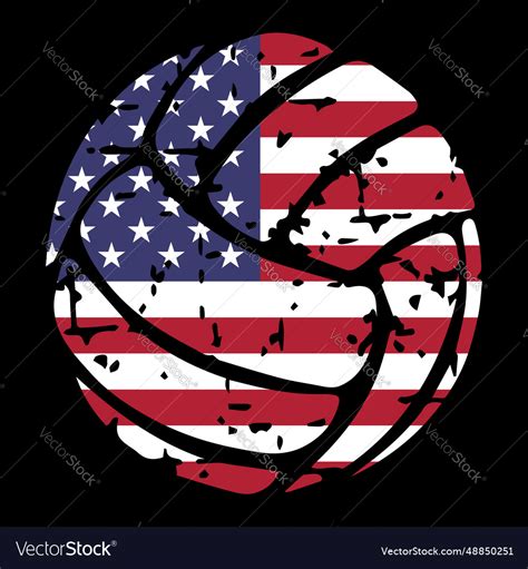 Grunge volleyball with usa flag 4 Royalty Free Vector Image