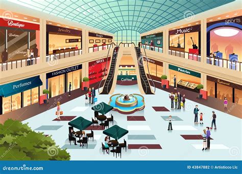 Shopping Mall Cartoon - Shopping Vector Illustration Center Market ...