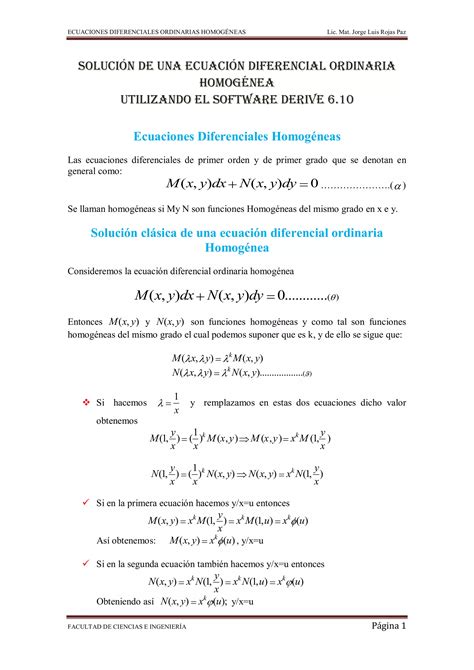 SOLUCION DE UNA ECUACION DIFERENCIAL HOMOGENEA PDF