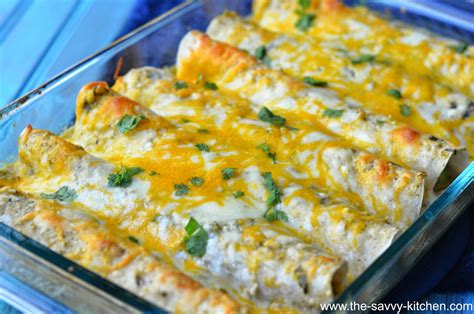 The Savvy Kitchen Avocado Chicken Enchiladas