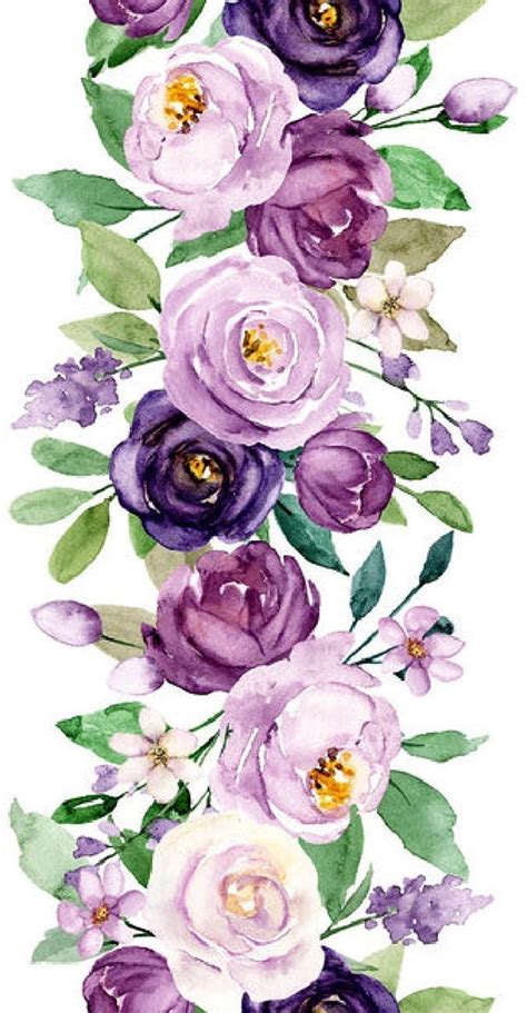 Watercolor Painting Of Purple Flowers