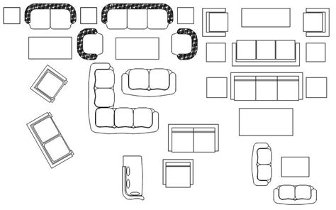 Sofa Set Plan Blocks In Autocad Dwg File Cadbull