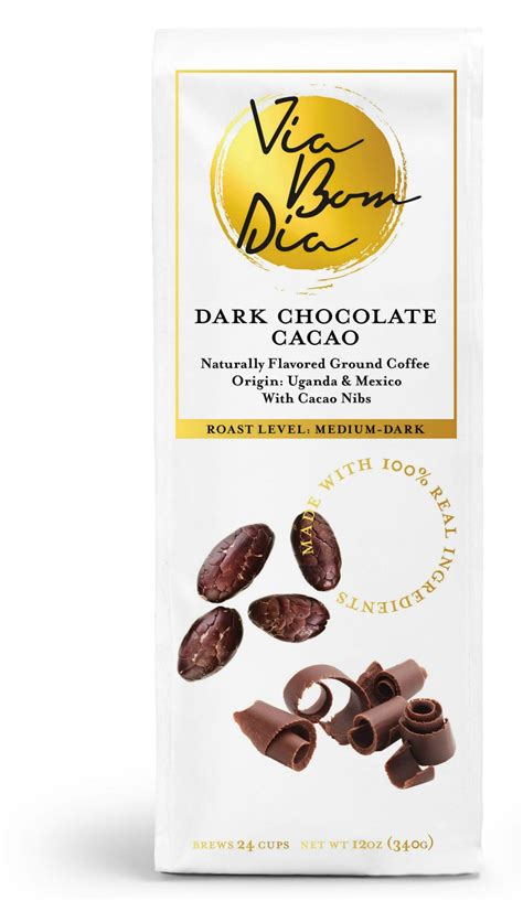 Via Bom Dia Gourmet Flavored Ground Coffee Dark Chocolate Cacao 12oz