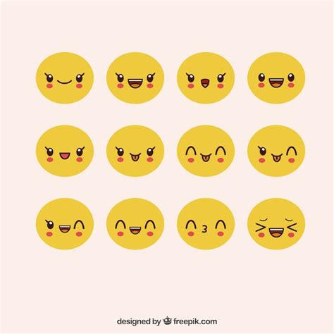 Free Vector | Pack of cute emoticons with expressive faces