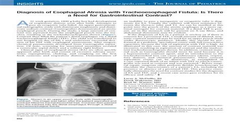 Diagnosis Of Esophageal Atresia With Tracheoesophageal Fistula Is