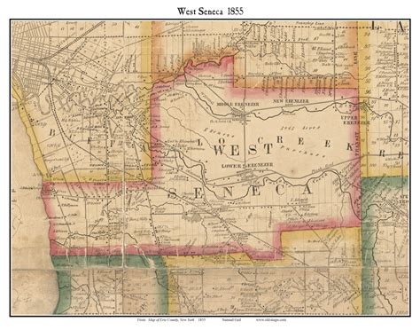 West Seneca New York 1855 Old Town Map Custom Print Erie Co Old Maps