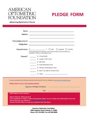 Fillable Online Pledge Form Aaopt Org Fax Email Print Pdffiller