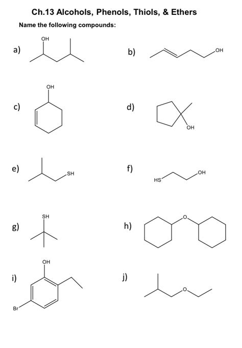 Solved Ch 13 Alcohols Phenols Thiols Ethers Name The Chegg