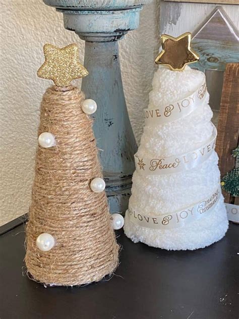 Rustic Twine And Yarn Foam Cone Christmas Trees Manda Panda Projects