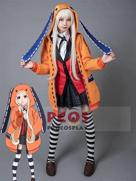 Anime Kakegurui Runa Yomozuki Cosplay Costume Girls Kawaii Cute Long Coat With Striped Socks