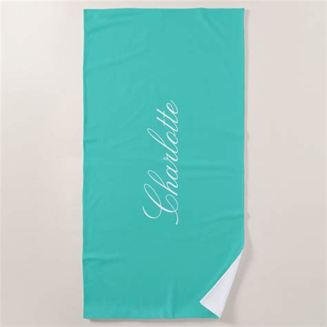 Teal Green Name Script Beach Towel Zazzle