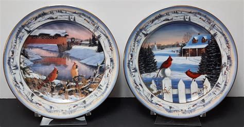 Bradford Exchange Sam Timm Pinegrove S Winter Cardinal Plates Lot Of 5