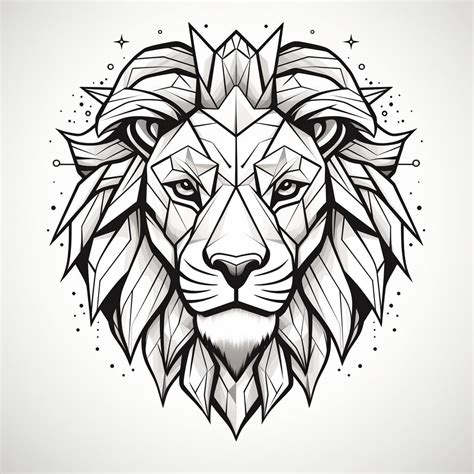 Geometric Lion Tattoo Outline PNG Lion Tattoo Flash Tattoo Stencils ...