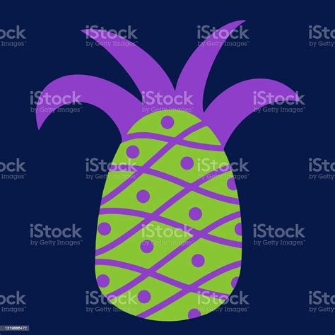 Pineapple Vector Icon Bright Tropical Fruit Isolated Illustration With Ornament Exotic Dessert