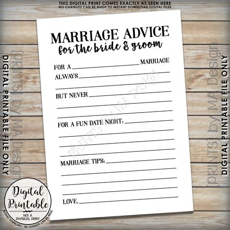 Free Printable Wedding Advice Cards From Selecting The Ideal Venue To