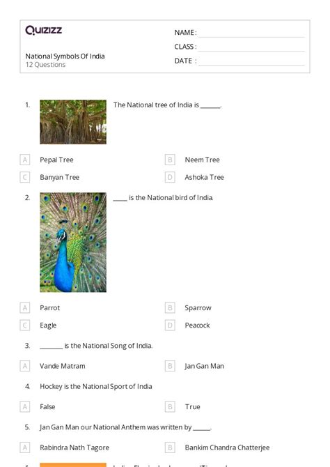 National Symbols Worksheets For St Class On Quizizz Free Printable