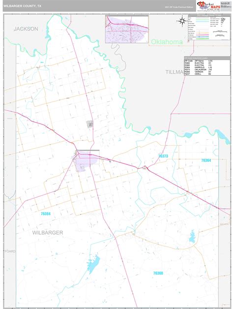 Wilbarger County Wall Map Premium Style - marketmaps.com