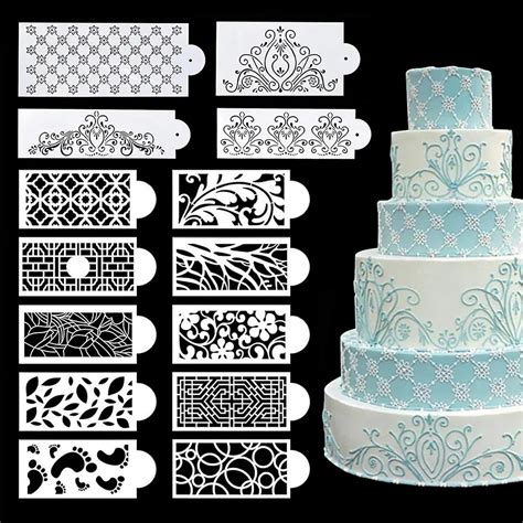 Buy BINBE 14 Pcs Cake Decorating Stencils Floral Wedding Cake Stencil