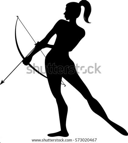 Female Archer Silhouette Vector Illustration Stock Vector 573020467