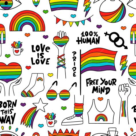 Premium Vector Lgbtq Seamless Pattern With Flag Hands Hearts Star