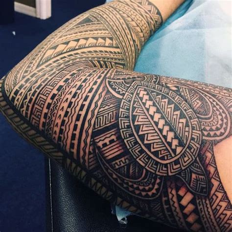 40 Polynesian Sleeve Tattoo Designs For Men - Tribal Ink Ideas