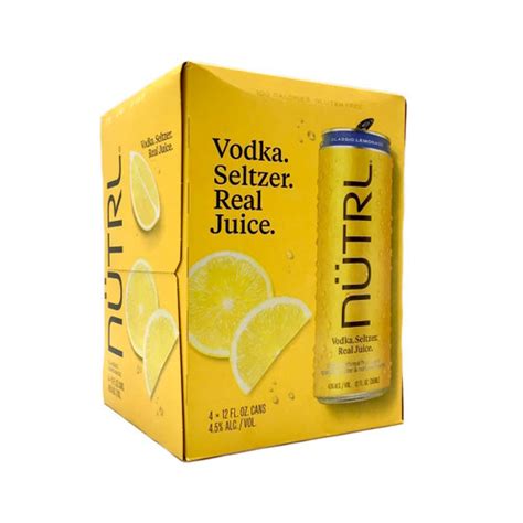 Nutrl Lemonade Vodka Seltzer 4pk 12oz Cans Lisas Liquor Barn