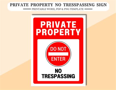 No Trespassing Signs Printable SE134 PRIVATE PROPERTY NO TRESPASSING