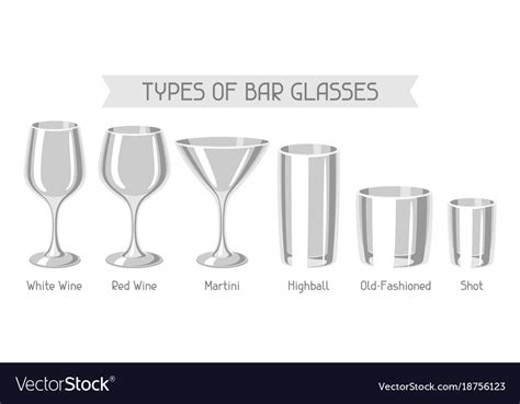 Types of bar glasses set of alcohol glassware Vector Image