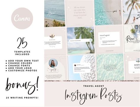 Travel Agent Instagram Post Templates Canva Social Media Templates