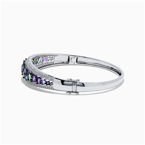 Effy Watercolors 14k White Gold Multi Sapphire And Diamond Bangle 6 2