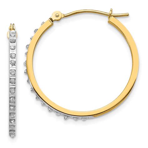 14k Diamond Fascination Round Hinged Hoop Earrings Precious Accents Ltd