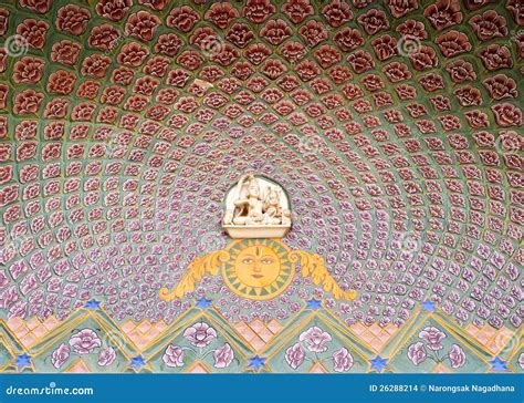 Art Work At Jaipur City Palace Stock Photo Image Of Chandra Ceiling