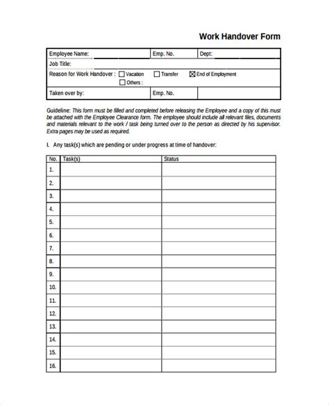 Handover Letter Format In Word