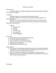 Flame Test Lab Report - Flame Test Lab Report Purpose of LabTo observe ...