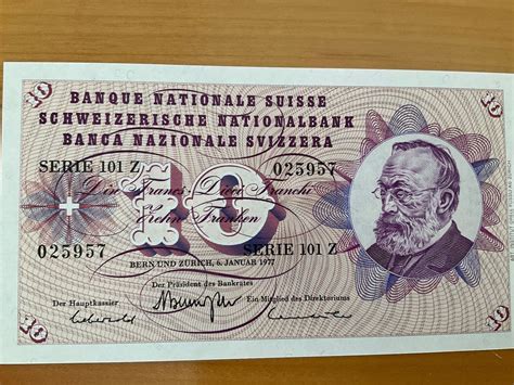 Schweizer Franken Banknote Ungefaltet Ausgabefrisch Kaufen