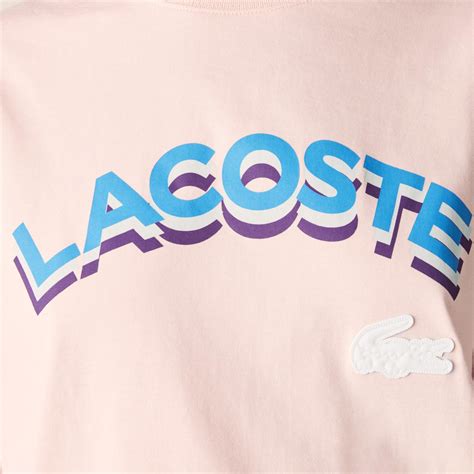 Lacoste L Ve Unisex Loose Fit Bisiklet Yaka Bask L A K Pembe T Shirt