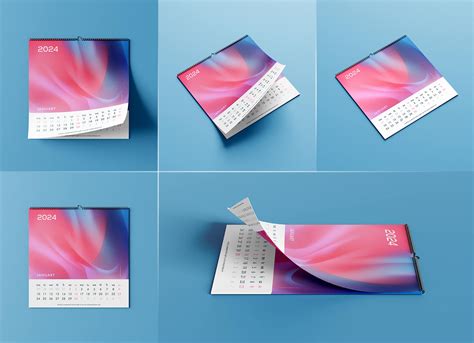 5 Free Square Wall Calendar 2024 Mockup PSD Files - Good Mockups