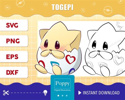 Togepi Svg Silhouette Togepi Png Pidgey Svg Layered Etsy