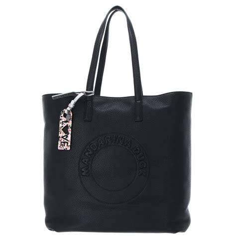 Shopper In Pelle Marshmellow Nero Nero Mandarina Duck Bagalier