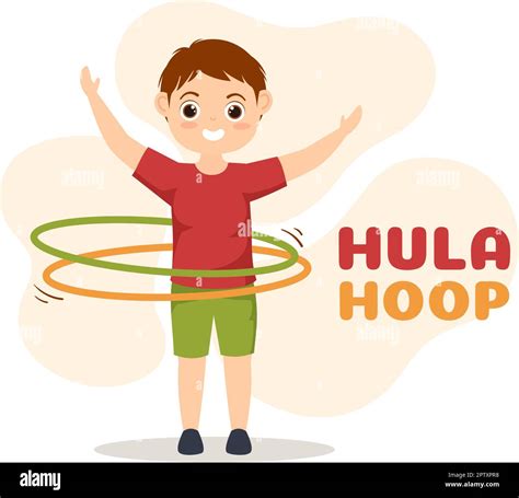 Hula Hoop Illustration With Kids Exercising Playing Hula Hoops And