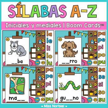 Sílabas para Boom Cards Spanish Syllables Actividades de las