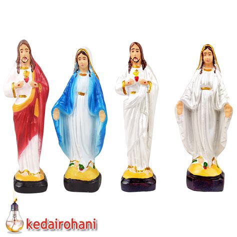 Set Doa Patung Yesus Hati Kudus Dan Maria Tangan Terbuka Mini 10 Cm