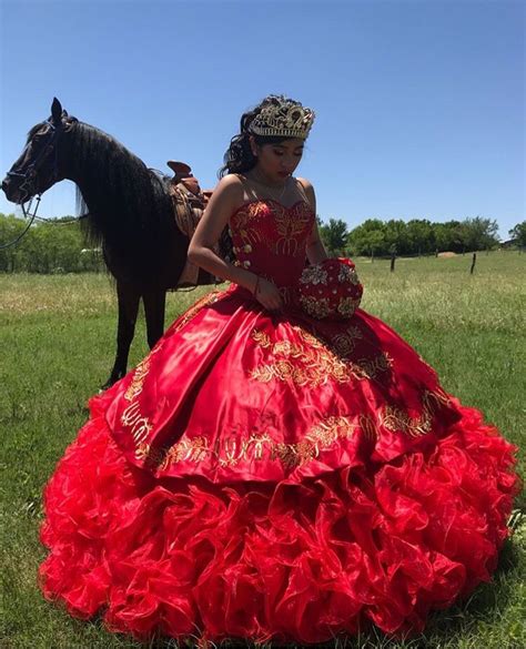 Black And Red Mexican Sweet 15 Quinceanera Dresses Charro Floral