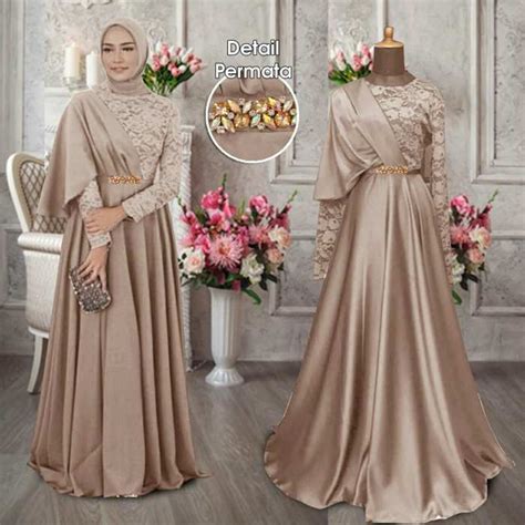 Model Gamis Brokat Terbaru Cantik Untuk Acara Formal