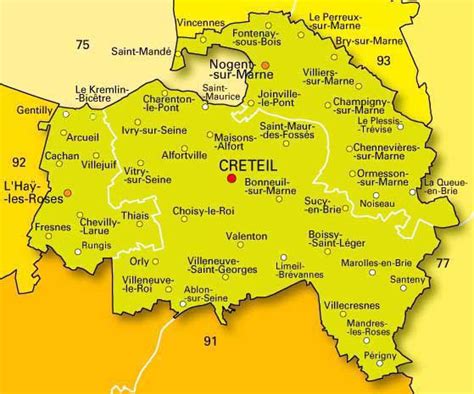 Carte du Val-de-Marne - Val-de-Marne carte du département 94