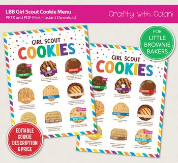 Girl Scout 2024 LBB Cookie Menu Flyer Template Editable Text TPT